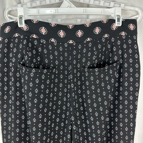 LOFT Womens Black & Pink Patterned Wide-Leg Pants Size 6 - Picture 4 of 6
